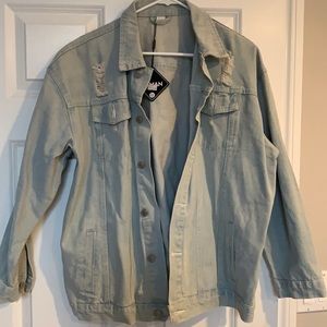 Men’s XXL Z man forever young light colored jean jacket.